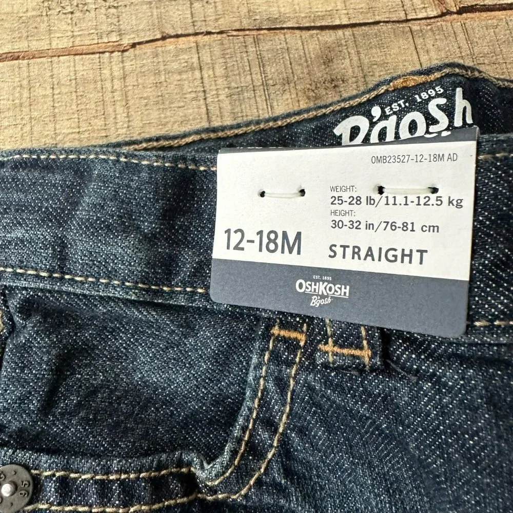 OshKosh B'gosh baby boys straight leg denim jeans -12/18M